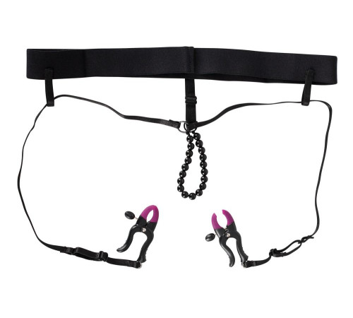 Трусики с зажимами для половых губ и бусинками для массажа промежности