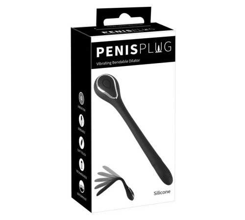 Черный гибкий уретральный стимулятор с вибрацией Vibrating Bendable Dilator - 13,5 см.