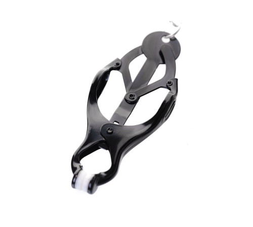 Черно-серебристые зажимы для сосков с кольцом для пениса TOYFA Metal