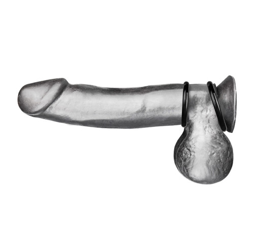 Набор из двух черных силиконовых колец разного диаметра SILICONE COCK RING SET