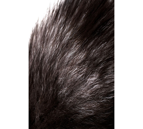 Черная анальная втулка с хвостом чернобурой лисы - размер М