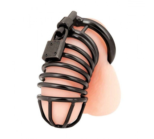 Черная металлическая клетка с замком Deluxe Chastity Cage Черная металлическая клетка с замком Deluxe Chastity Cage