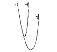 Черные зажимы на соски и клитор на цепочке Deluxe Nipple   Clit Clamps