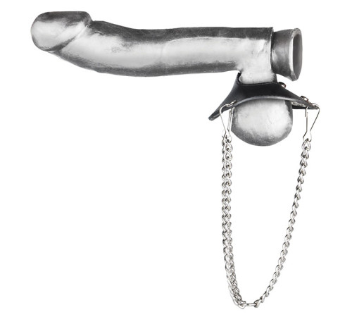 Утяжка для мошонки из искусственной кожи с цепочками PARACHUTE BALL STRETCHER
