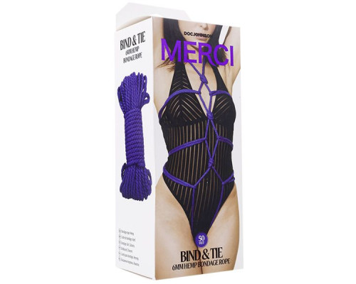 Заказать Фиолетовая верёвка для связывания и фиксации Bind Tie - 15,24 м. Заказать Фиолетовая верёвка для связывания и фиксации Bind Tie - 15,24 м.