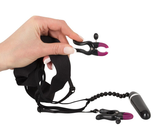 Женские вибростринги с зажимами для половых губ Spreader String with Vibrator Женские вибростринги с зажимами для половых губ Spreader String with Vibrator
