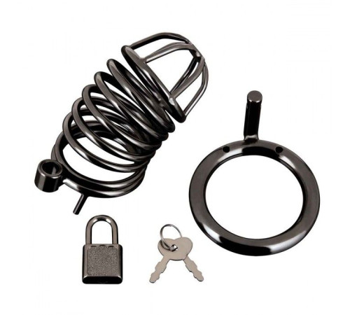 Черная металлическая клетка с замком Deluxe Chastity Cage Черная металлическая клетка с замком Deluxe Chastity Cage