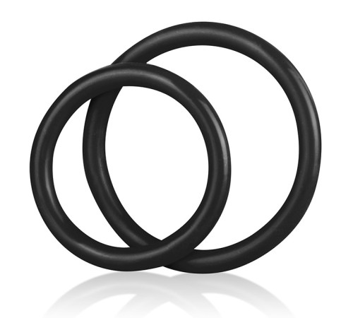 Набор из двух черных силиконовых колец разного диаметра SILICONE COCK RING SET