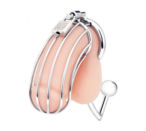 Серебристая металлическая клетка с анальным стимулятором Cock Cage Серебристая металлическая клетка с анальным стимулятором Cock Cage
