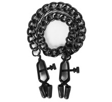 Чёрные зажимы на соски Alabama Crossover Nipple Clamps с цепью