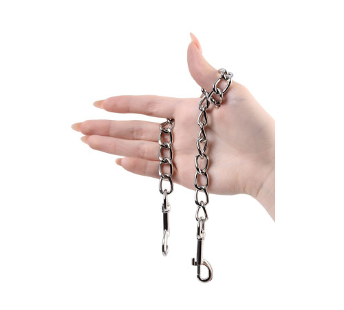 Серебристая соединительная цепочка с двумя карабинами