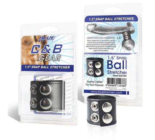 Хомут-утяжка для мошонки из искусственной кожи на клепках SNAP BALL STRETCHER
