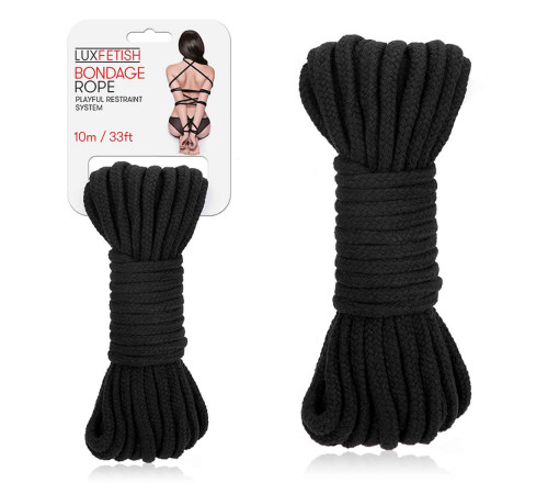 Черная хлопковая веревка для связывания Bondage Rope - 10 м.