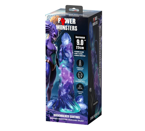 Фиолетовый яйцеродящий фаллоимитатор Duskwalker Sentinal на присоске - 22,4 см.