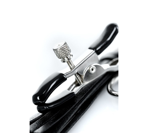 Черно-серебристые зажимы для сосков Theatre с кисточками