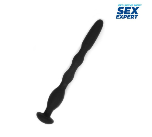 Черный силиконовый уретральный стимулятор - 10 см.