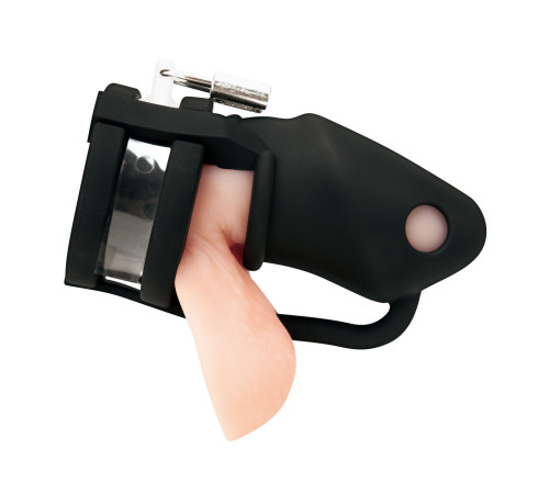 Черная клетка для пениса Silicone Small 2 in Cock Cage With Ball Divider