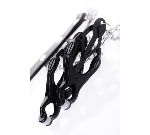 Черно-серебристые зажимы для сосков с кольцом для пениса TOYFA Metal