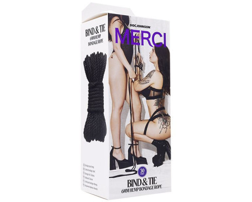 Заказать Черная верёвка для связывания и фиксации Bind Tie - 9,14 м.