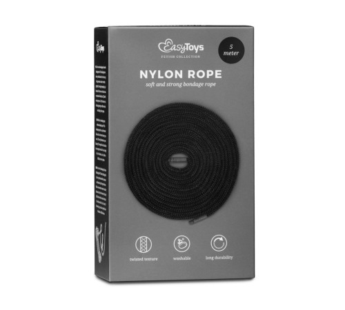 Черная веревка для бондажа Easytoys Bondage Rope - 5 м.