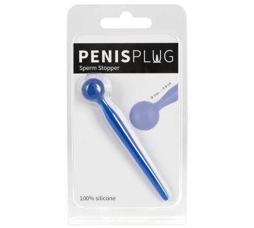 Синий уретральный стимулятор Penis Plug - 9,6 см.