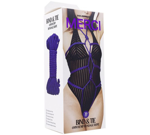 Фиолетовая верёвка для связывания и фиксации Bind Tie - 9,14 м.