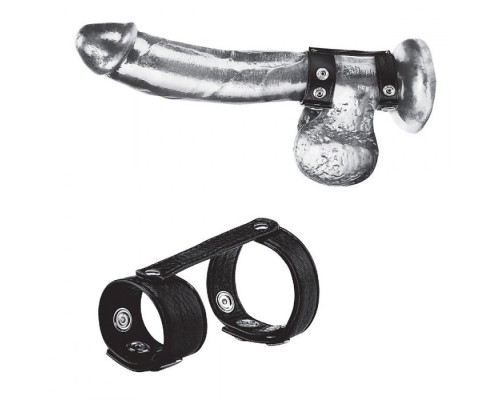 Заказать Утяжка на пенис с клёпками Duo Snap Cock And Ball Ring