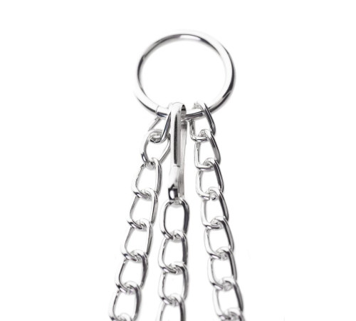 Серебристо-чёрные зажимы для сосков с кольцом для пениса TOYFA Metal