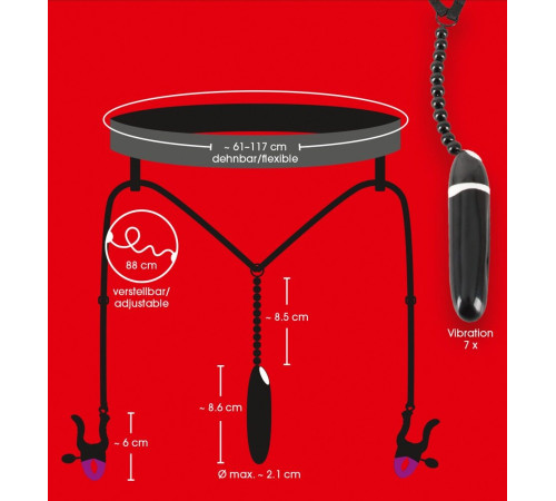 Женские вибростринги с зажимами для половых губ Spreader String with Vibrator Женские вибростринги с зажимами для половых губ Spreader String with Vibrator