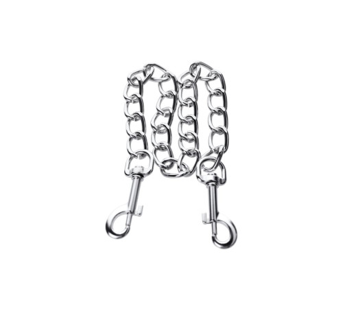 Серебристая соединительная цепочка с двумя карабинами