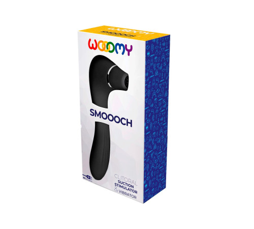 Черный стимулятор Smoooch Clitoral Suction   Vibration - 18,6 см.