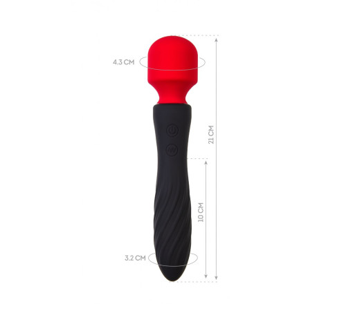 Черно-красный двусторонний вибромассажер Black Red - 21 см.