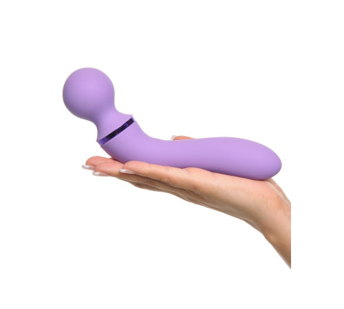 Фиолетовый двусторонний вибростимулятор Duo Wand Massage-Her - 19,6 см.