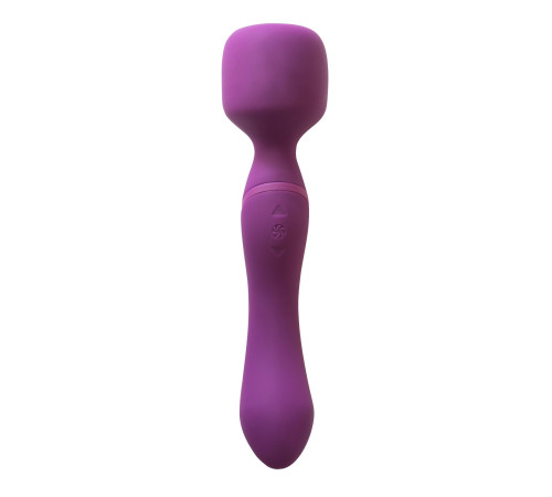 Фиолетовый двусторонний вибромассажер Heating Wand с нагревом - 22 см.