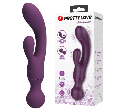 Сливовый двусторонний вибратор 2-в-1 All Rounder - кролик и wand