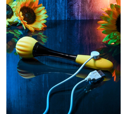 Черно-желтый двусторонний вибратор Sunflower - 20 см.