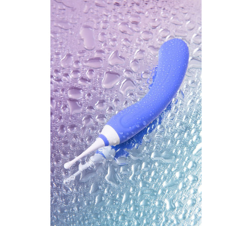 Сиреневый двусторонний вибромассажер Hyphy с клиторальным стимулятором - 21,6 см.