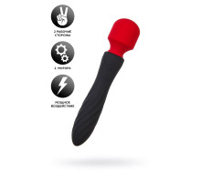 Черно-красный двусторонний вибромассажер Black Red - 21 см.