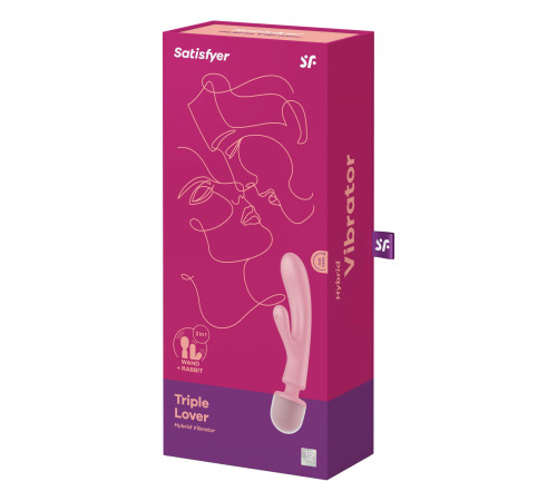 Розовый двусторонний вибромассажер Triple Lover - 23,7 см.