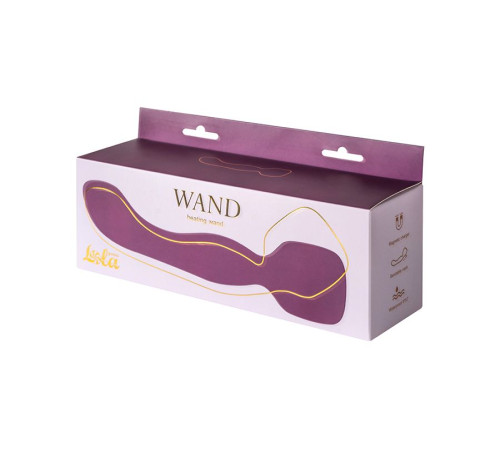 Фиолетовый двусторонний вибромассажер Heating Wand с нагревом - 22 см.