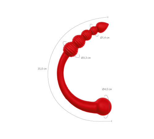 Красный двусторонний вибратор - 35 см.