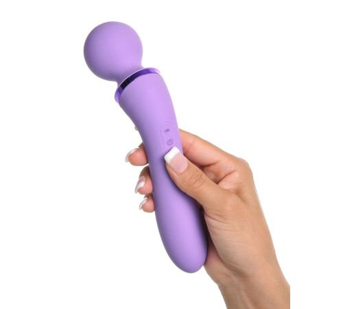 Фиолетовый двусторонний вибростимулятор Duo Wand Massage-Her - 19,6 см.