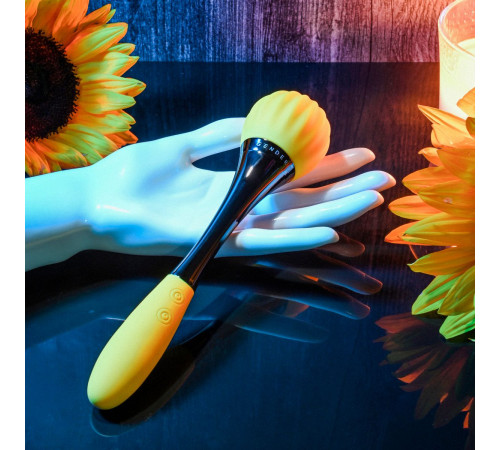 Черно-желтый двусторонний вибратор Sunflower - 20 см.