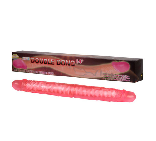 Розовый двусторонний гнущийся фаллоимитатор - 36 см.