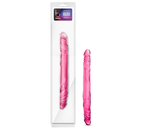Розовый двусторонний фаллоимитатор 14 Double Dildo - 35,5 см.