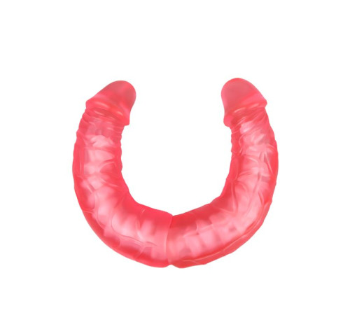 Розовый двусторонний гнущийся фаллоимитатор - 36 см.