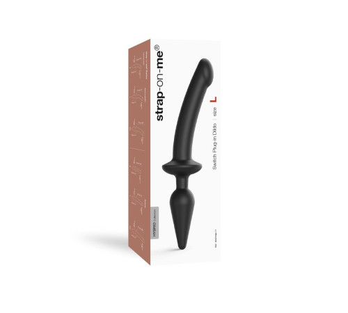 Черный двусторонний фаллоимитатор Strap-On-Me Dildo Plug-In Switch size S Черный двусторонний фаллоимитатор Strap-On-Me Dildo Plug-In Switch size S