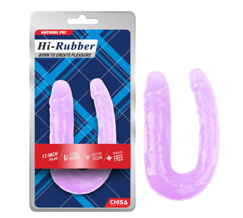 Фиолетовый двусторонний фаллоимитатор Hi-Rubber - 34 см. Фиолетовый двусторонний фаллоимитатор Hi-Rubber - 34 см.