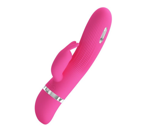 Розовый вибратор Ingram с электростимуляцией - 19,2 см.