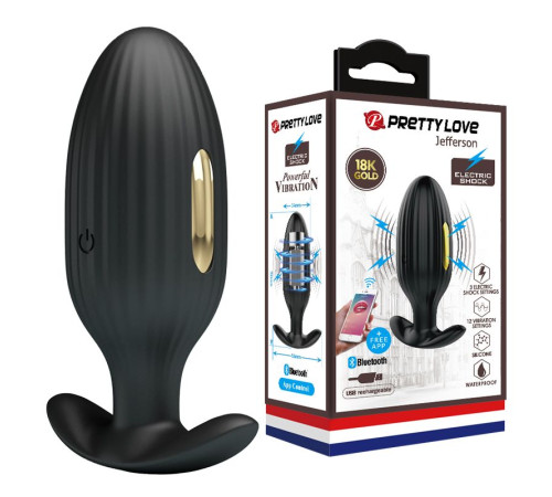 Черная анальная вибропробка с электростимуляцией Jefferson - 9,2 см.